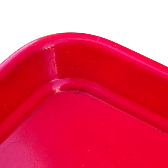 Red Christmas Tree Serving Tray Holiday Vintage Plastic Dinner Party Decor - Picture 5 of 16